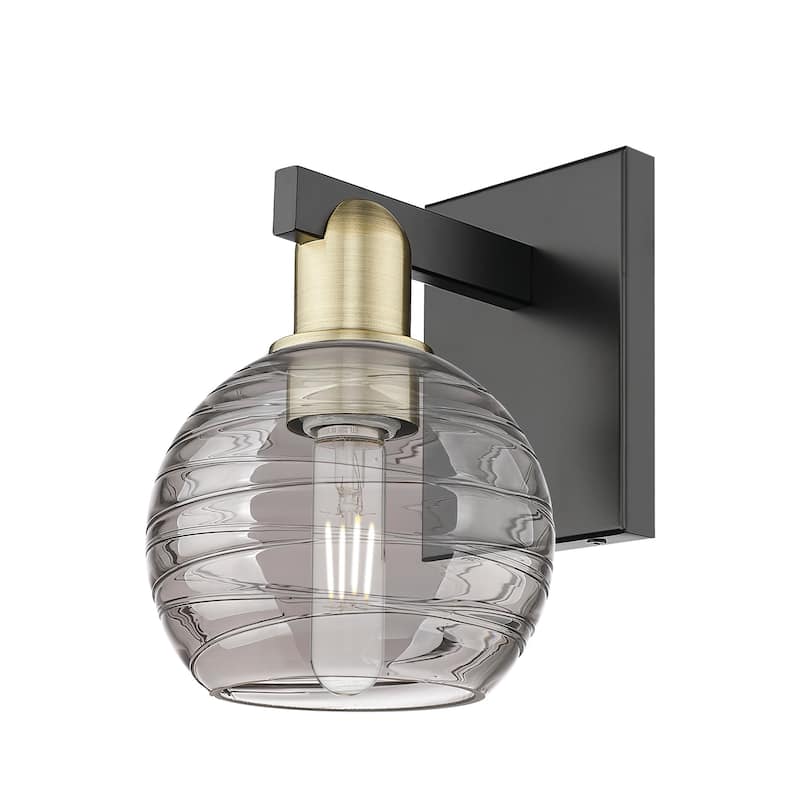 Innovations Lighting 716-1W-11-8 Athens Deco Swirl Sconce Athens Deco - Black Antique Brass / Light Smoke Deco Swirl
