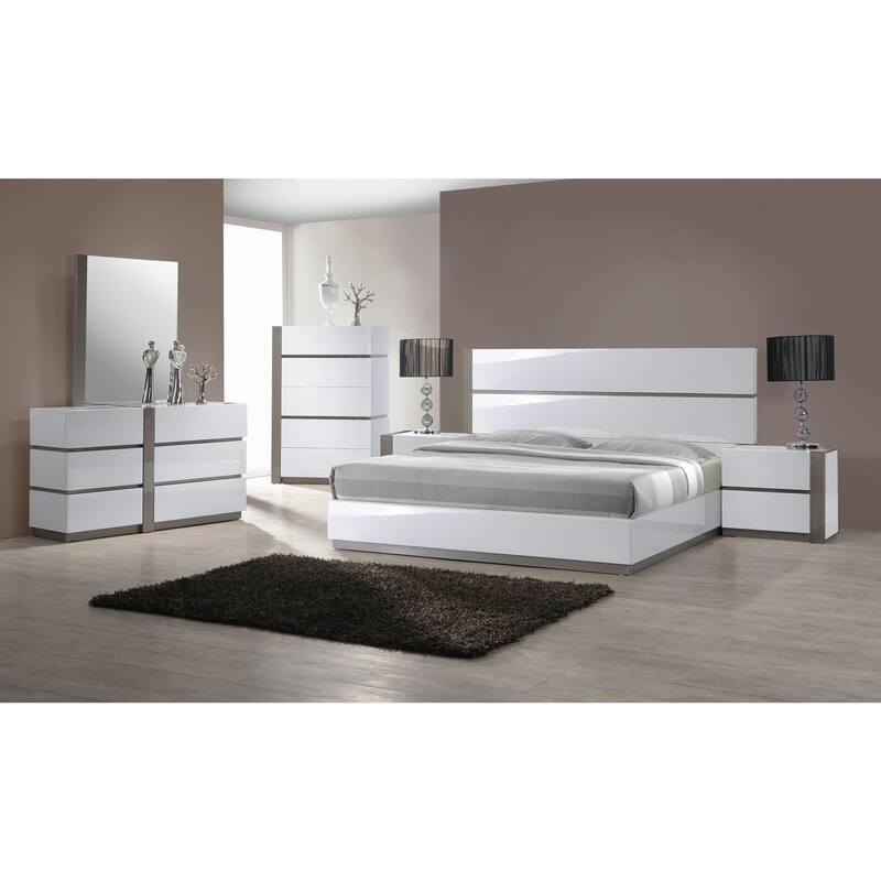 Somette Mehdi Gloss White/ Grey 6-drawer Dresser