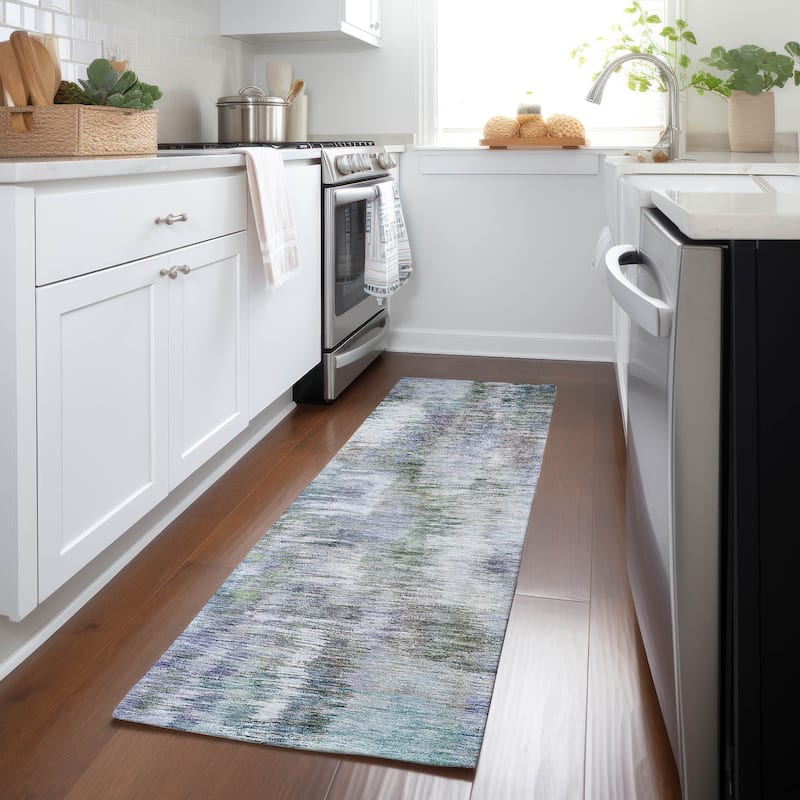 Machine Washable Indoor/ Outdoor Chantille Solid Abstract Rug
