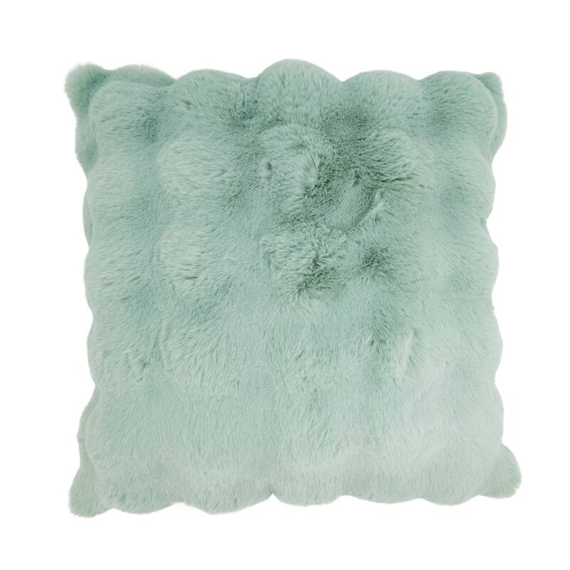 Plush Faux Fur Throw Pillow - Ultra-Soft Textured Accent for Sofa, Bed & Cozy Layered Styling - 20"x20" - Feather Down - Mint