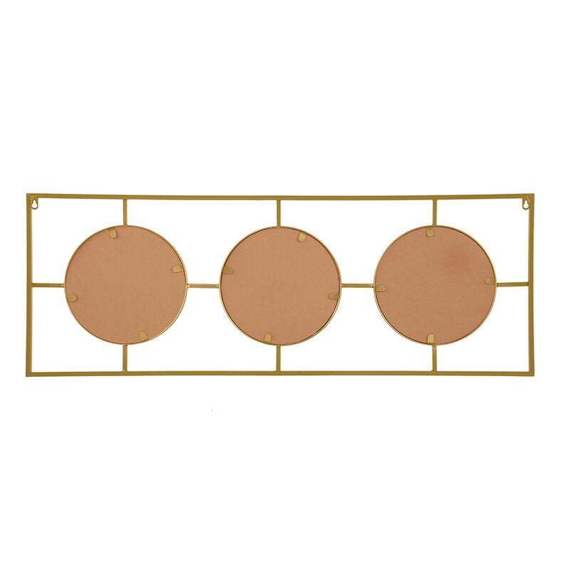 3 Mirror Piece Wall Mirror in Gold Rectangular Frame, Home Wall Decor for Bedroom Living Room, 43"x16"