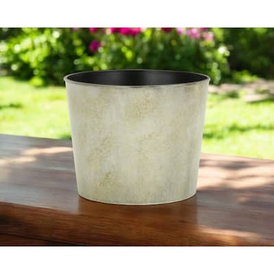 HomeRoots 7" Gray Recycled Plastic Indoor Outdoor Round Nursery Pot