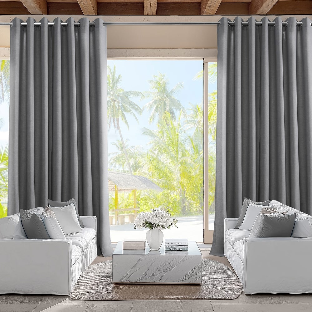 Exclusive Fabrics Villanova Solid Grommet Waterproof Light Filtering Outdoor and Indoor Curtains (1 Panel)