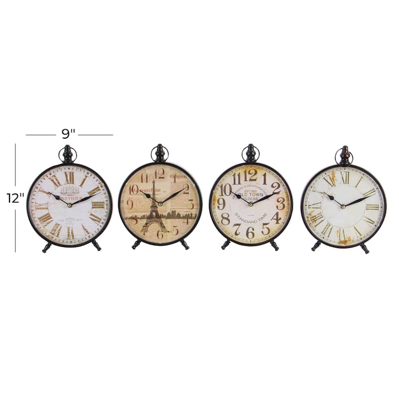 Black Iron Vintage Clock No Theme (Set of 4) - 9 x 2 x 12