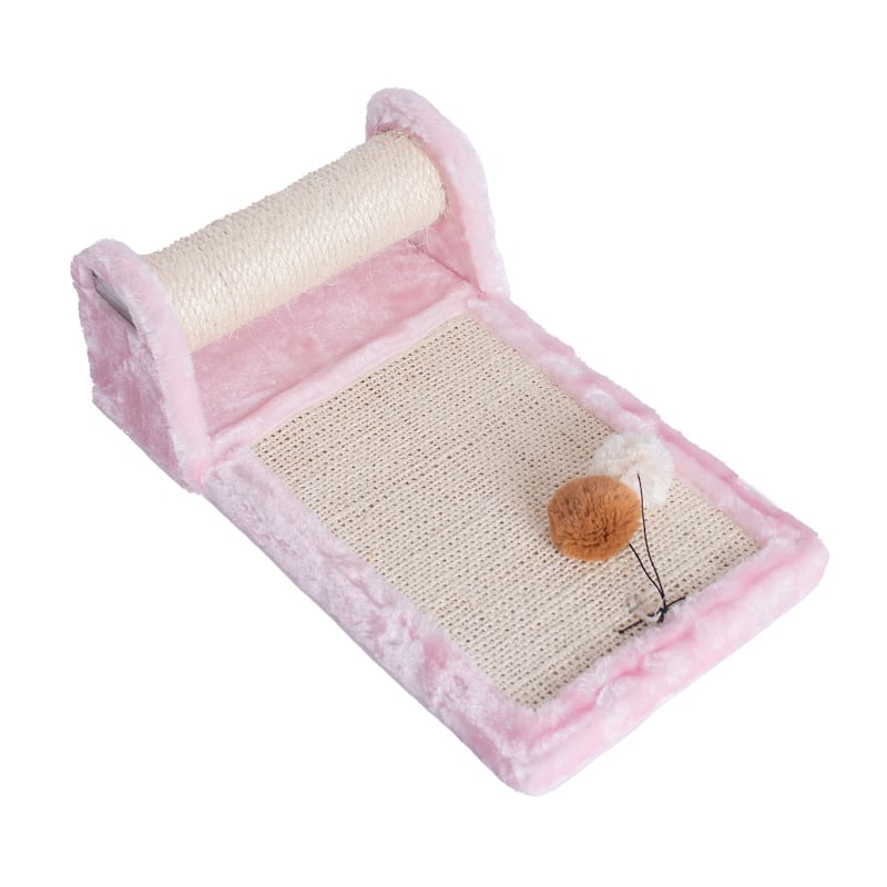 Rolling Real Wood Cat Scratcher Toy, Sisal Scratching Board for Cats Training - 19"(L)X12"(W)X6"(H)