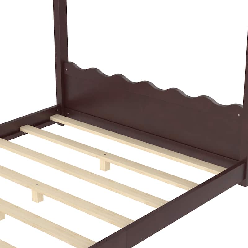 Wood House Bed Floor Bed with Support Slats Montessori Bed