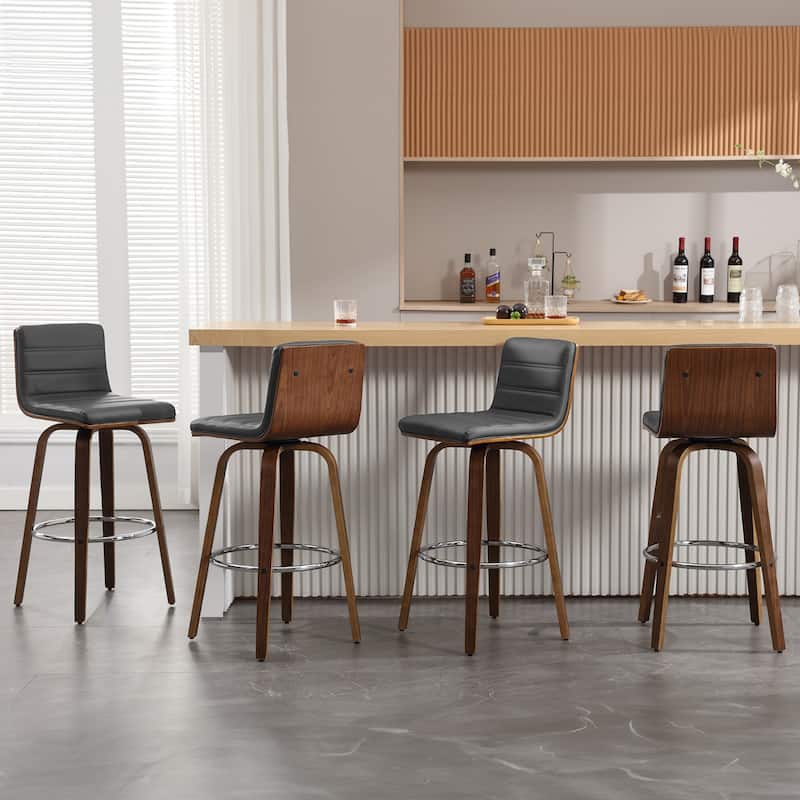 Faux Leather Upholstered Swivel Bar Stools, Counter Stool
