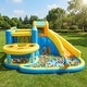 preview thumbnail 5 of 8, Oxford Cloth Inflatable Castle Bounce House In Blue And Yellow With Curved Slide, Whack-A-Mole & Water Play Function - N/A