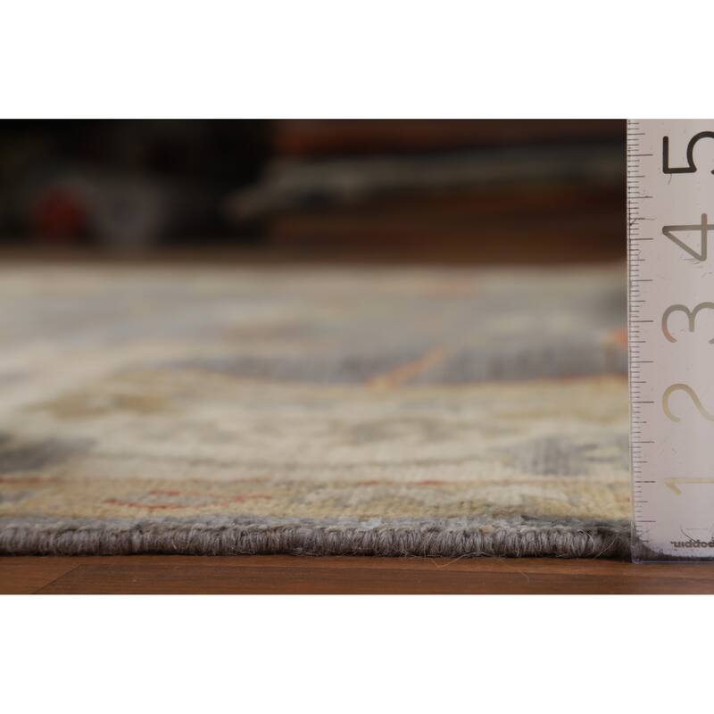 Hand Knotted Oriental 100% Wool Carpet Transitional All-Over Greys & Charcoal Oushak Area Rug - 9' 9'' X 8' 3''