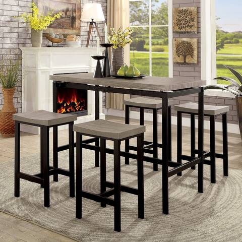 DH BASIC Grey and Black 5-Piece Counter Height Dining Set by Denhour