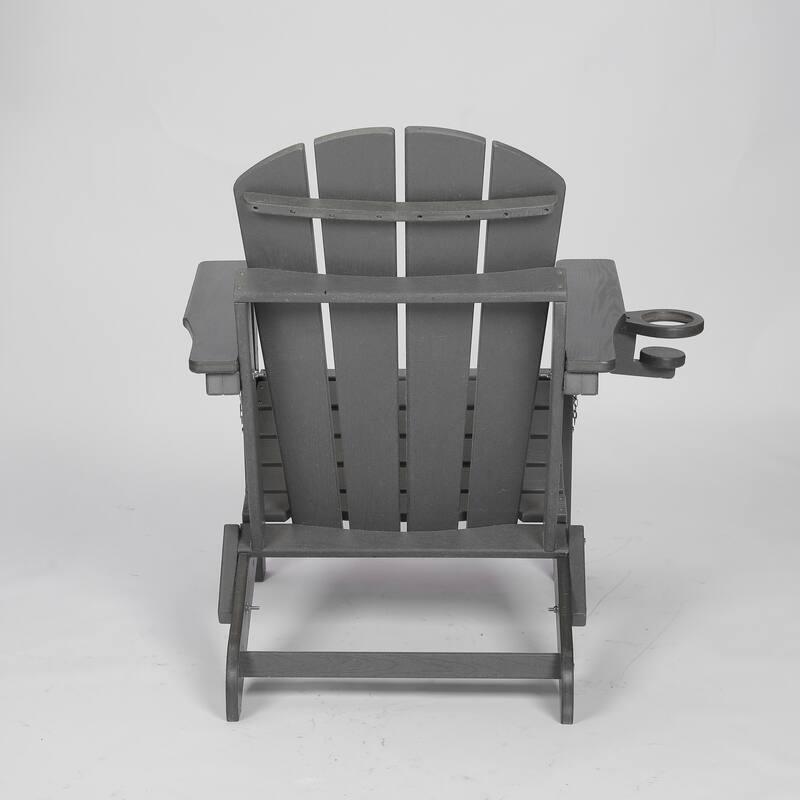 HDPE Folding Adirondack Chair with Dual Cup Holder - Composite Adirondack Chair with Wood Texture