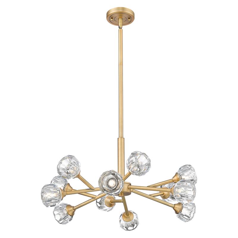 Innovations Lighting Downtown Urban - Aurora - 12 Light 24" Stem Hung Chandelier - Brushed Brass, Clear