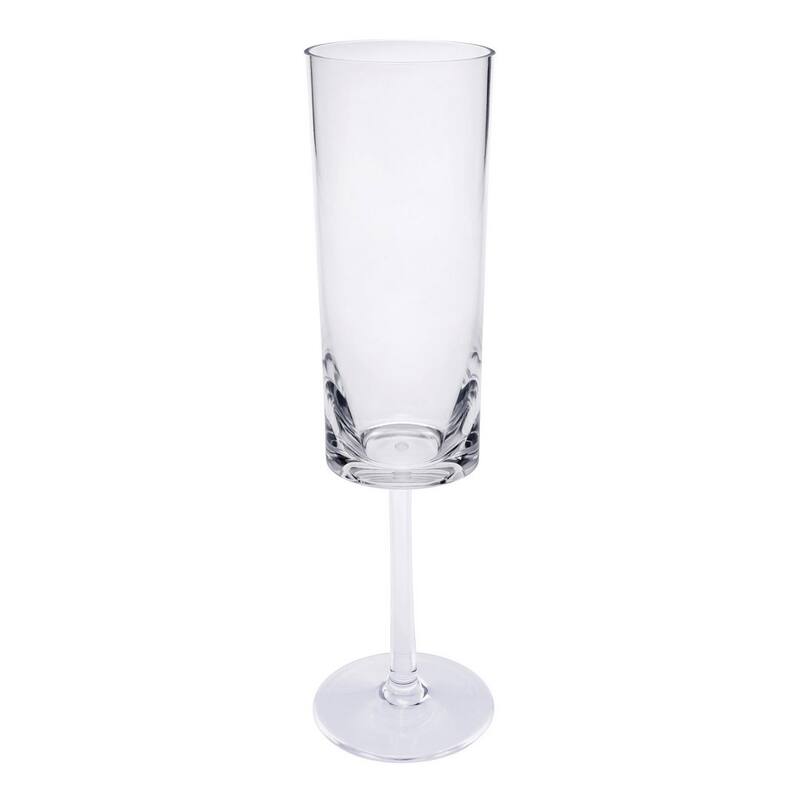 HomeRoots Set of Four Clear Acrylic Stemmed Flutes - 1.96 in. x 8.46 in. x 1.96 in.