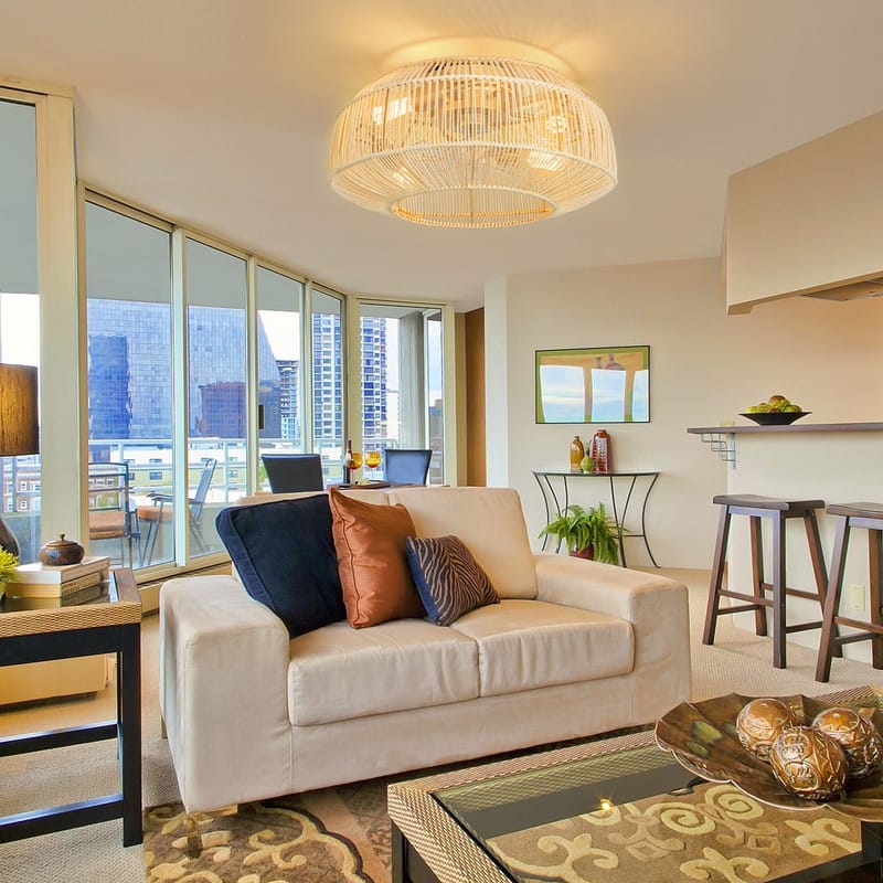 20 in. Indoor 4-Lights Gold Rattan Ceiling Fan with Light and Remote, Flush Mount Ceiling Fan, No Bulbs Included