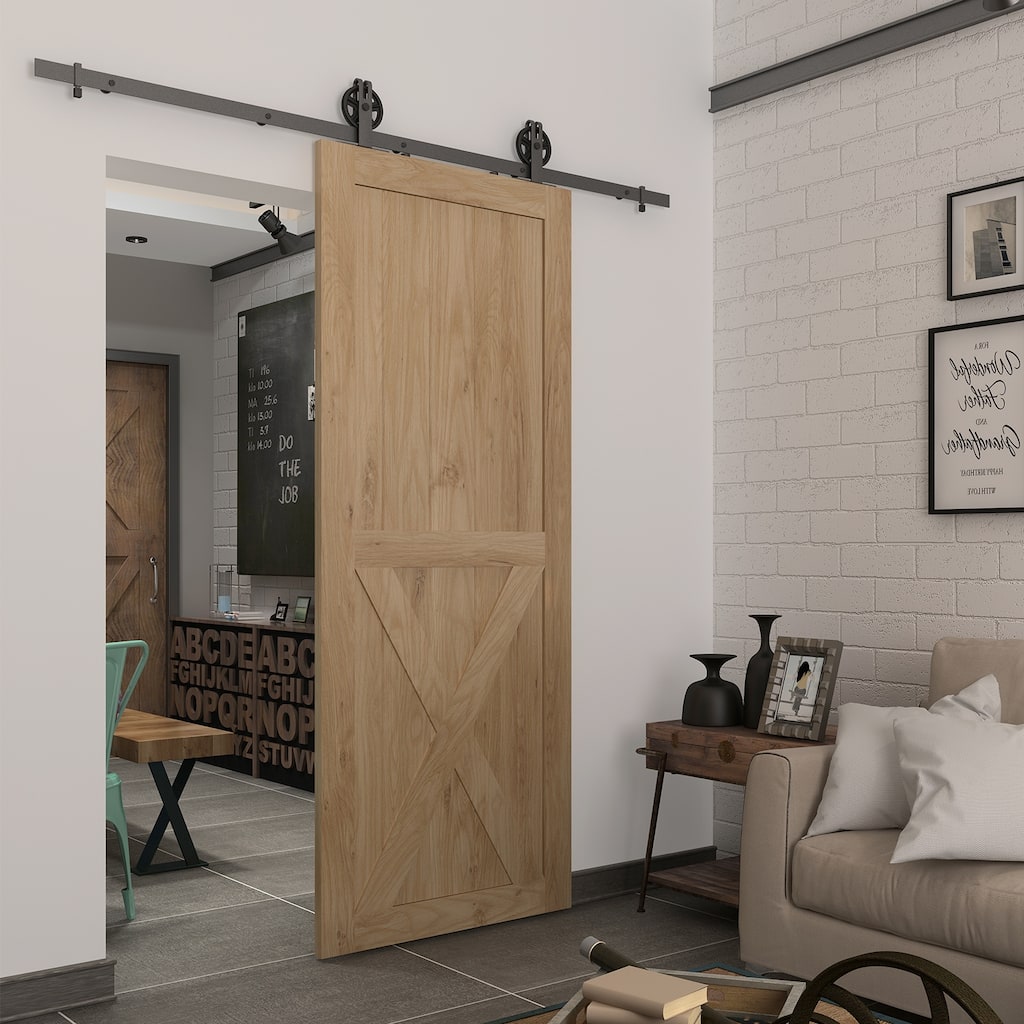 Half Cross Unfinished Pine Barn Door Slab 33 in.