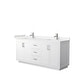 preview thumbnail 75 of 114, Miranda Double Vanity Set, Cultured Marble Top, No Mirror 72-Inch Double - White, Nickel Trim, Carrara Cultured Marble Top