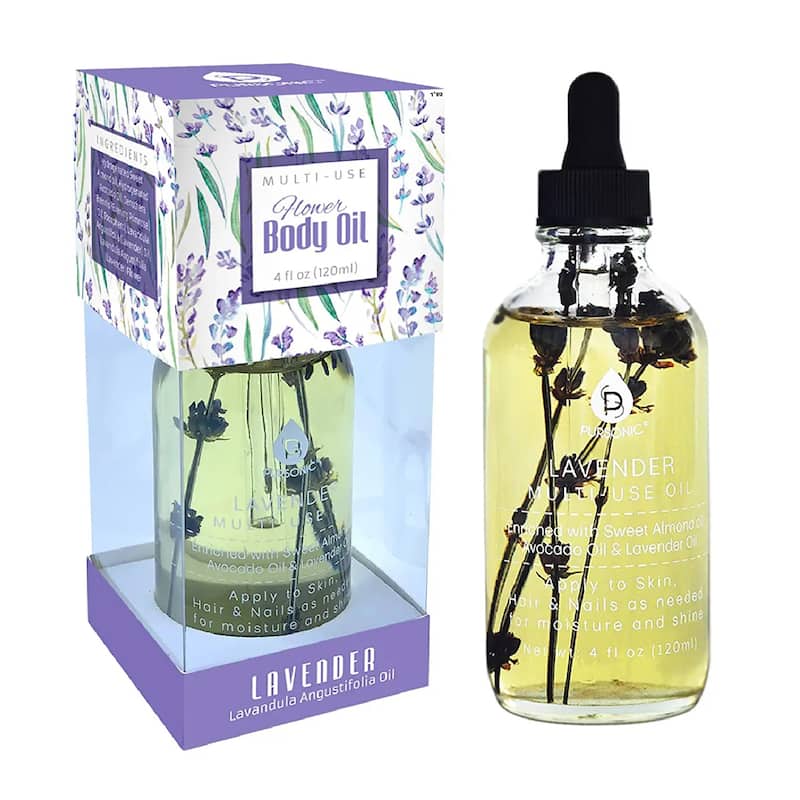 Pursonic Lavendar Flower Multi Use Body Oils 4 Oz - N/A