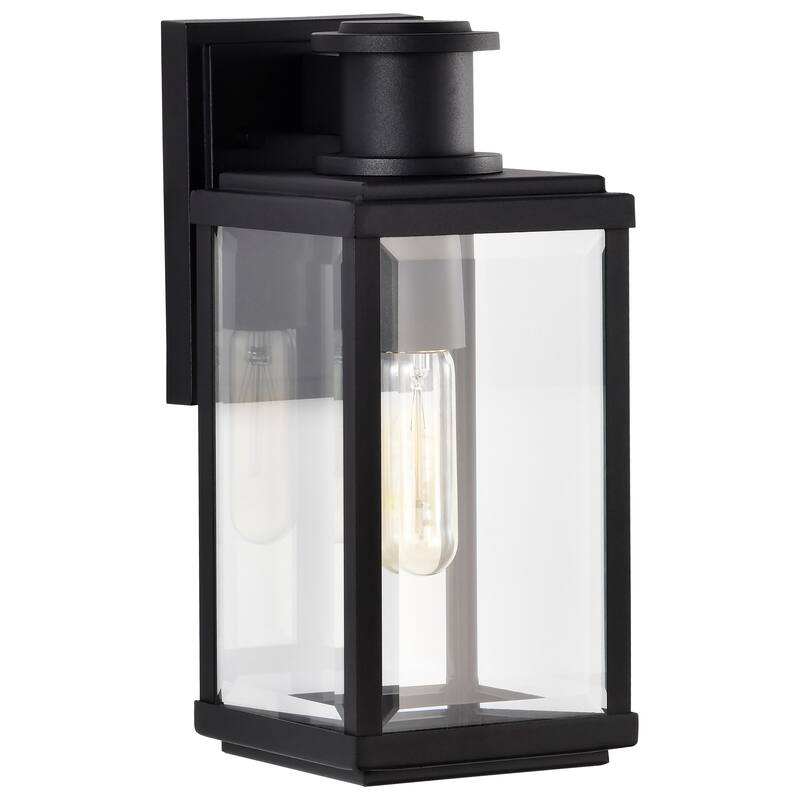 Luca Small Outdoor Lantern Sand Black Finish Clear Beveled Glass - Sand Black