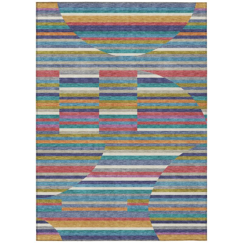 Machine Washable Indoor/ Outdoor Modern Cokedale Chantille Rug