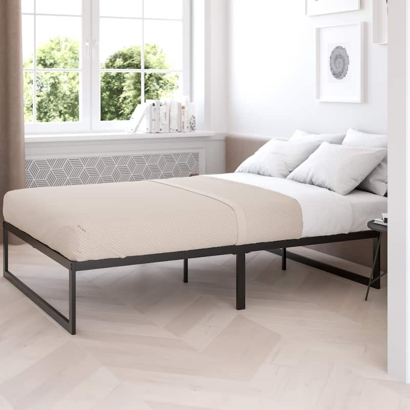 14 Inch Metal Platform Bed Frame/Steel Slat Support/No Box Spring Needed