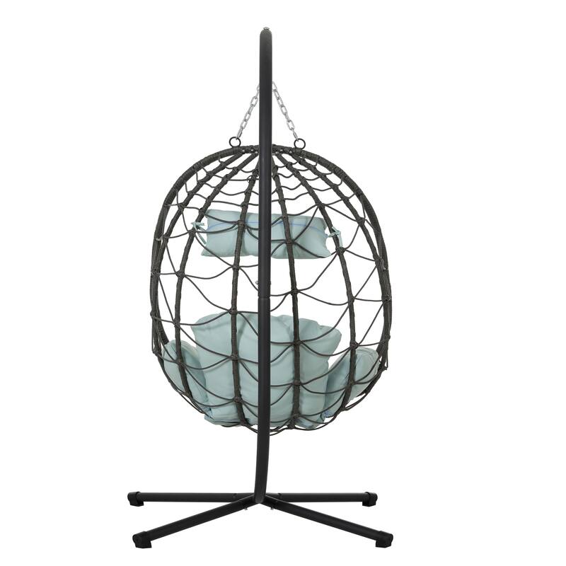 Patio Wicker Hanging Egg Chair Hanging Basket Chair with Stand