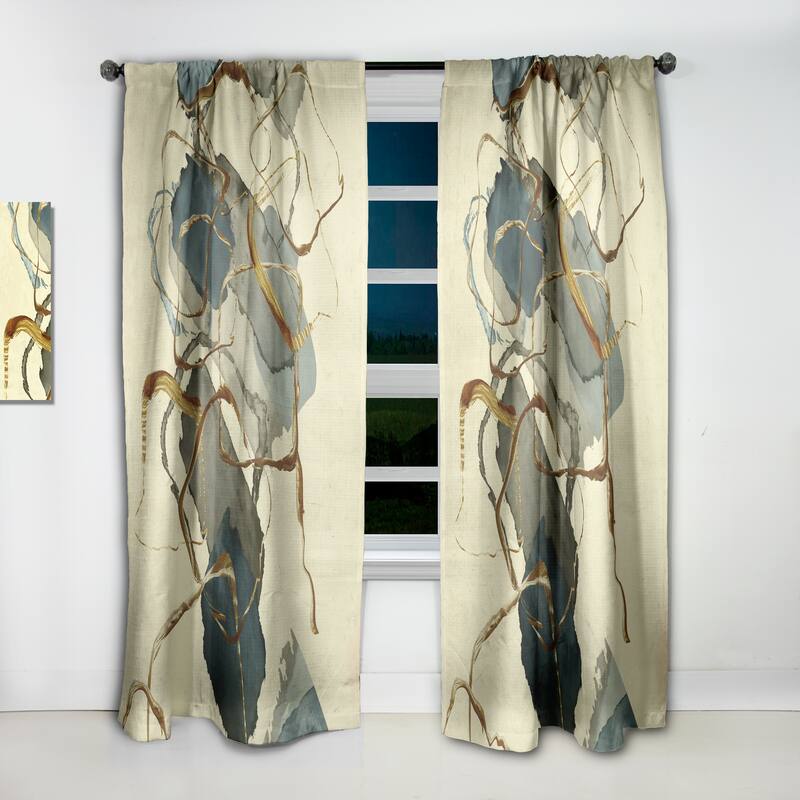 Designart 'Gold Glam Squares VII' Glam Blackout Curtain Single Panel