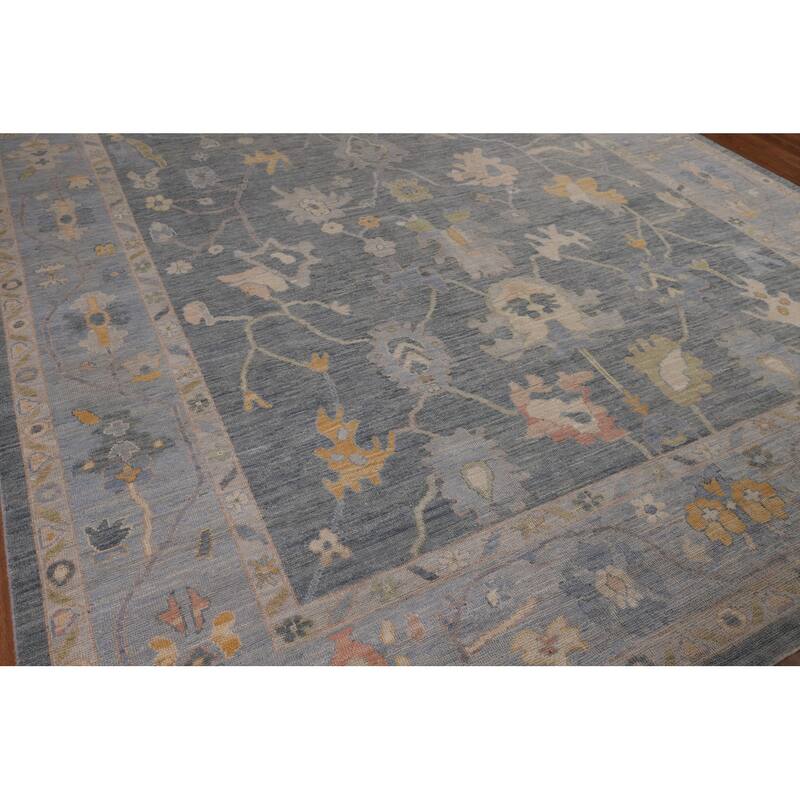 Grays & Blues Oushak Vegetable Dye Area Rug Handmade Wool Carpet - 9'2"x 12'0"