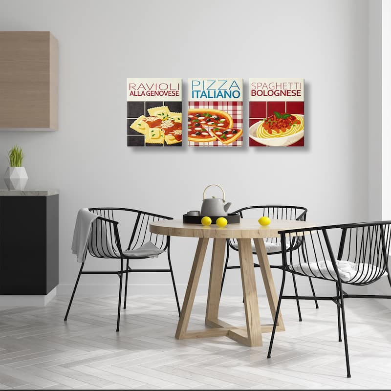 Stupell Classic Italian Pasta Meals Canvas Wall Art Design By Kim Allen (Set of 3)