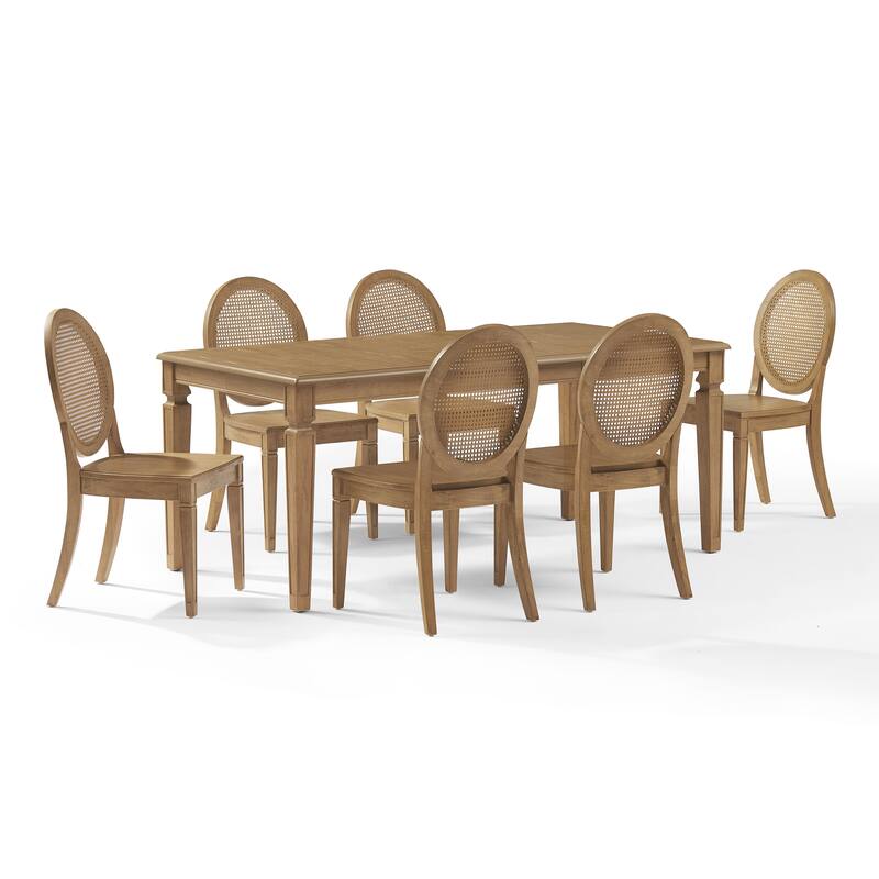 Crosley Katia 7-Piece Dining Table Set For 6 With Cane-Back Chairs