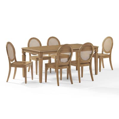 Crosley Katia 7-Piece Dining Table Set For 6 With Cane-Back Chairs