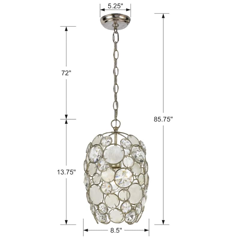Palla 1 Light Antique Silver Mini Chandelier - 8.5'' W x 13.75'' H