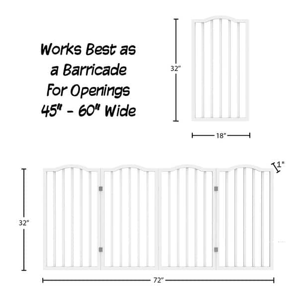dimension image slide 2 of 4, 3-Panel Tall Modern Indoor Foldable Dog Gate - 54x32-Inch Wood Freestanding Pet Fence