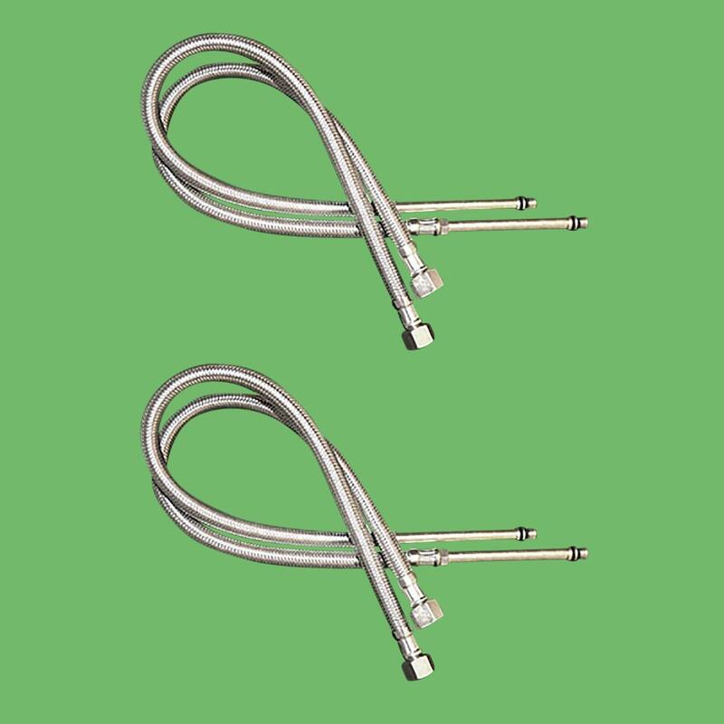 Pair Faucet Supply Lines Stainless Steel Screw 10MM-3/8 Pack of 2 Renovators Supply
