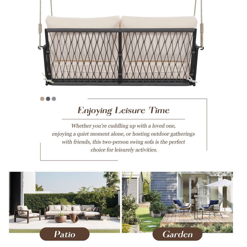 Woven Rope Outdoor Swing Sofa for 2