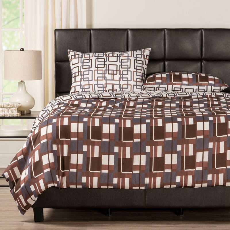Plaid Men Reversible Print Duvet Set