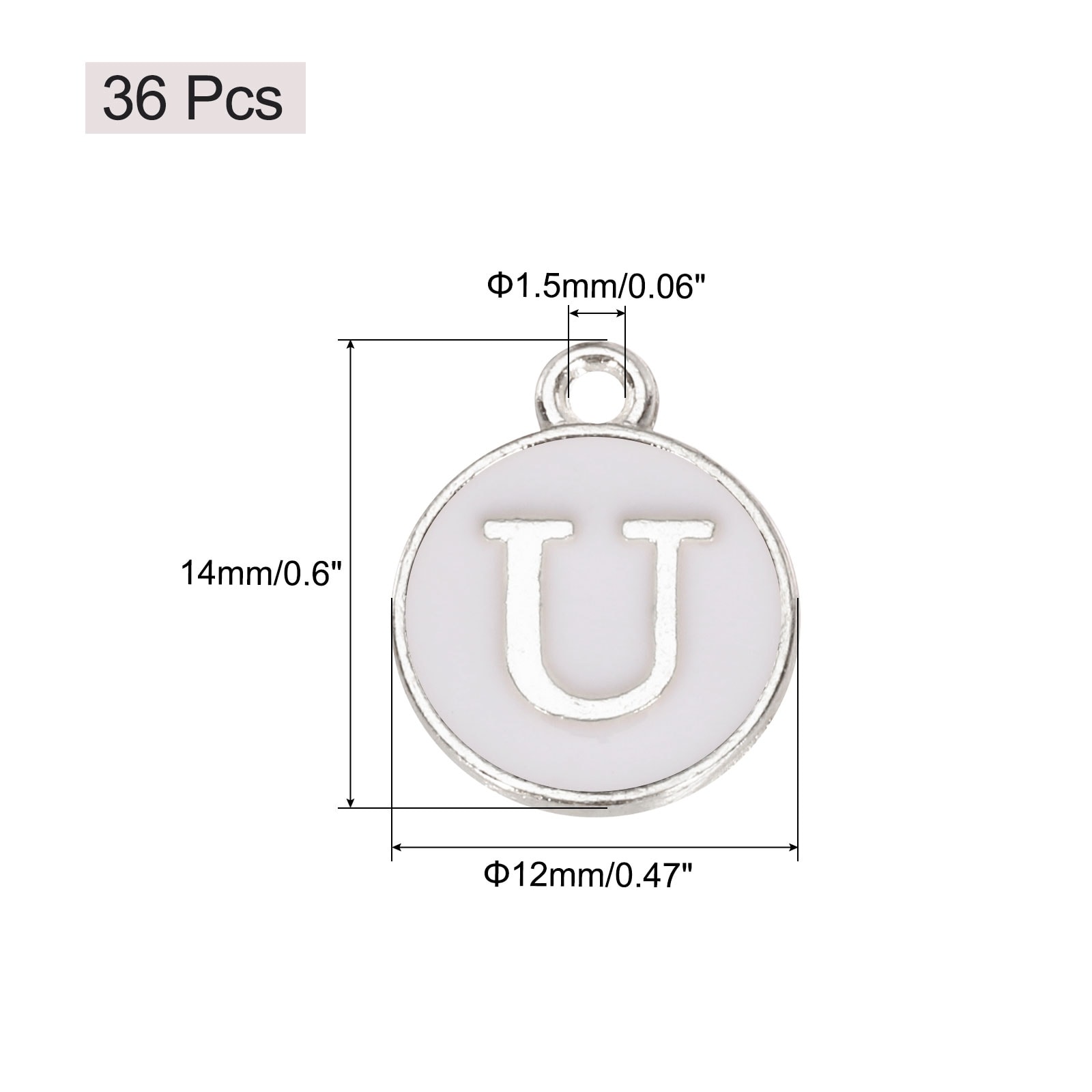 Pendants Letter Charm Initial Charm Double Sided Enamel Alphabet for DIY Necklace Earring Jewelry Making - White