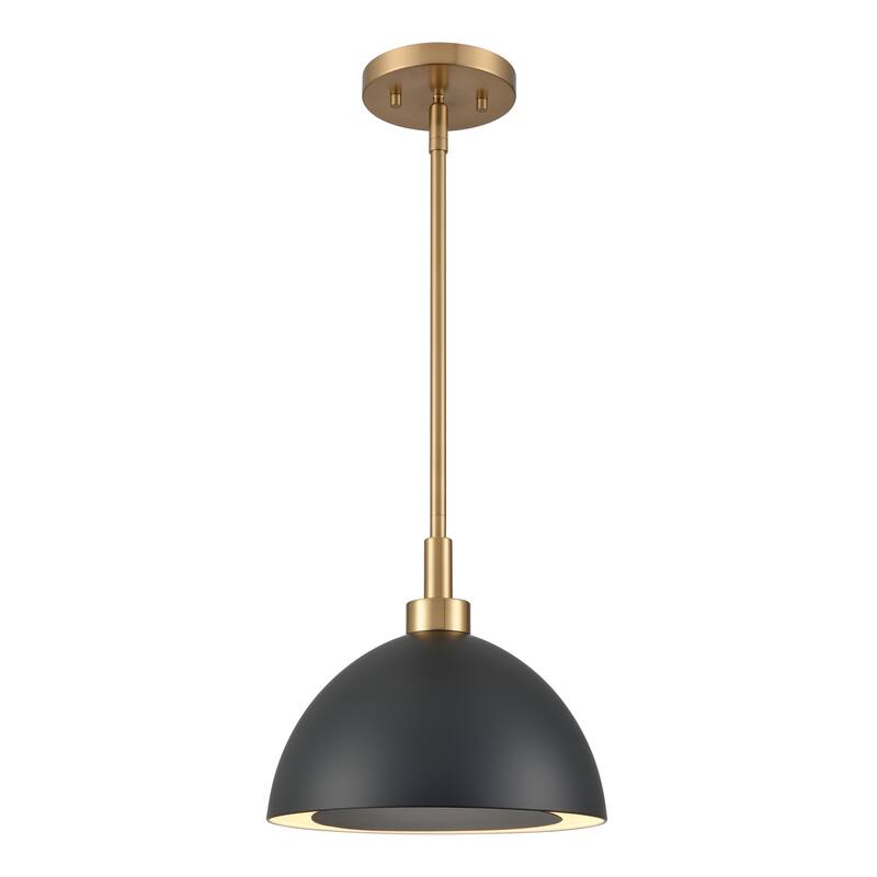 Elk Home Pelham Satin Brass Finish With Black Metal Shade Pendant