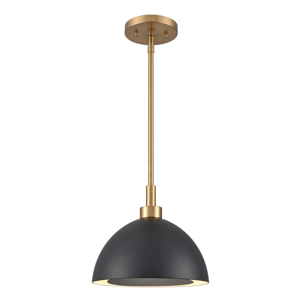 Elk Home Pelham Satin Brass Finish With Black Metal Shade Pendant