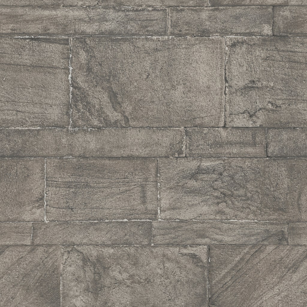 A-Street Prints Murray Dark Grey Stone Wall Wallpaper