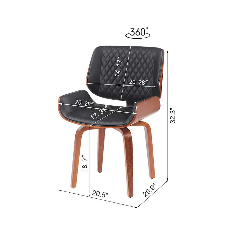 Mid-Century Modern Dining Chair - 360° Swivel(set of 2), PU Leather Upholstery, Ergonomic Design, Office & Dining Room