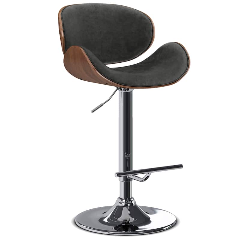 WYNDENHALL Avondale Mid Century Modern Bentwood Adjustable Swivel Bar Stool - 20.9 W x 20.5 D x 45.3 H
