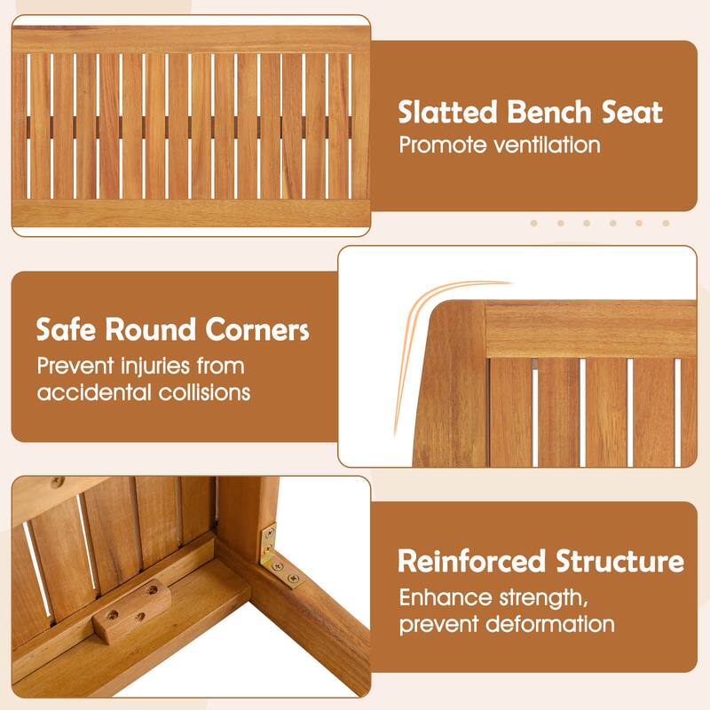 Costway 6 PSC Patio Dining Set Acacia Wood Table and Bench Chairs with - See Details
