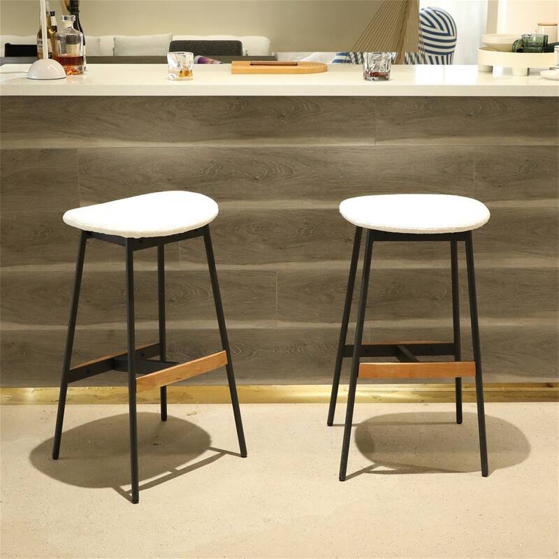 Modern Set of 2 Bar Stools - White