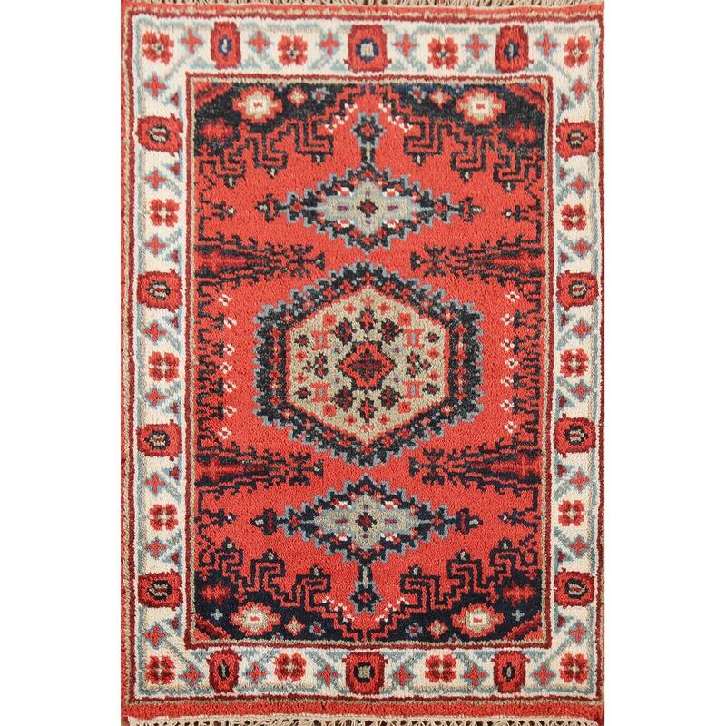 Viss Indian Accent Rug Handmade Wool Carpet - 2'0"x 3'0"