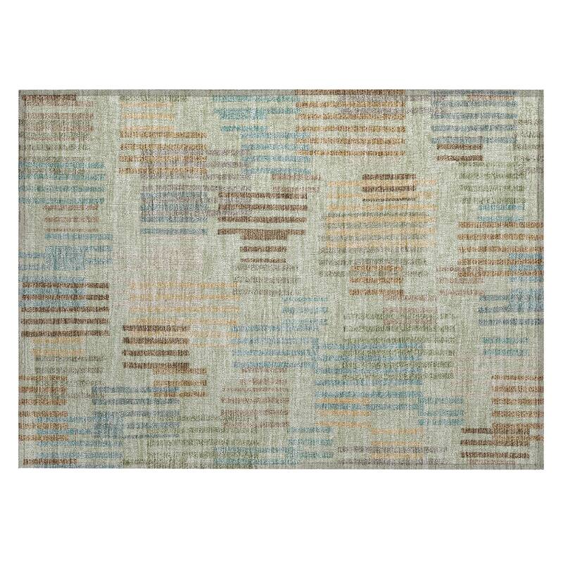 Machine Washable Indoor/ Outdoor Modern Pines Chantille Rug