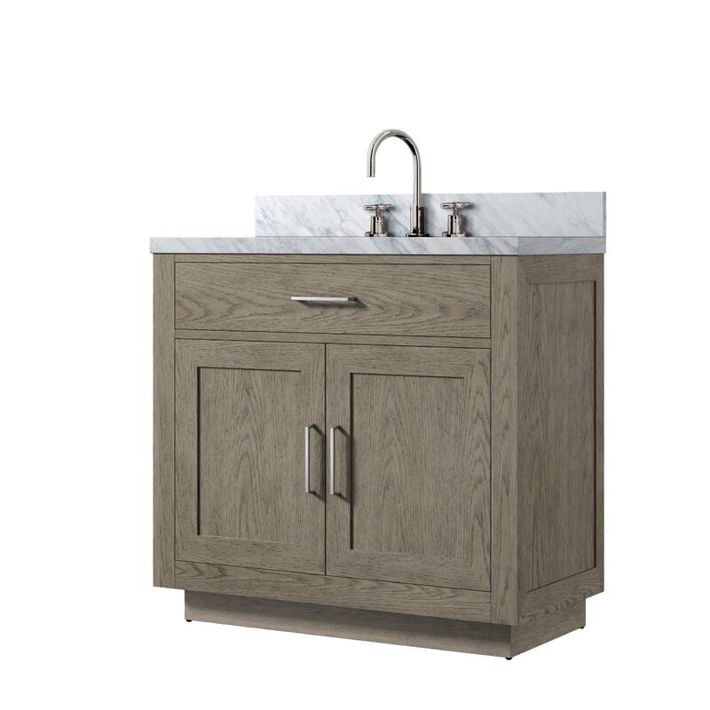 Abbey Bath Vanity with Carrara Marble Top, Sink and Faucet