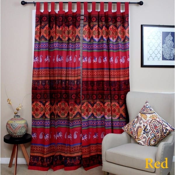 Shop Curtains For Living Room Cotton Kalamkari Floral Tie Dye Tab