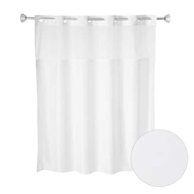 Whitmor No Hook Split Ring Shower Curtain with Window, No Snap Liner, 71" x 74"