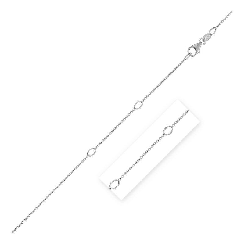 Adjustable Cable Chain Necklace in 14k White Gold (1.0mm) 18" Inches