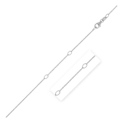 Adjustable Cable Chain Necklace in 14k White Gold (1.0mm) 18" Inches